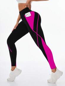 Exploreva High Waist Seamless Color Block Sports Leggings Yoga Women Pants - Multicolor - View 6