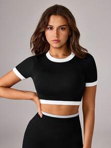 SHEIN Dewbera Áo Tees & Tanks  Thể thao Nữ - màu đen - Xem 3