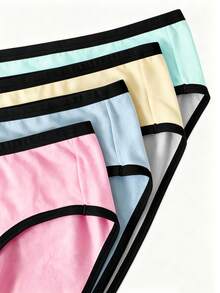 SHEIN Bộ 5 chiếc quần lót nữ kiểu dáng tối giản, ngọt ngào, thoải mái và mềm mại, phối màu tương phản, dành cho các bạn trẻ. - Nhiều màu - Xem 4