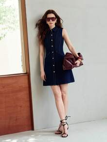 MOTF PREMIUM WOMEN'S SLEEVELESS DENIM DRESS, CASUAL & DATE WEAR, SPRING/SUMMER - Blue - View 8