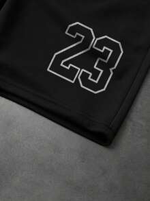 Sport MetroGents Men's Casual Letter Print Contrast Color Drawstring Waist Sports Shorts, Summer, Gym, Holiday - Black - View 5