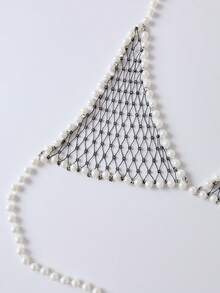 Opulessa Women's Sexy Rhinestone Fishnet Beaded Backless Halter Top - Black - View 9