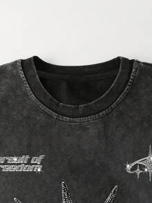 Manfinity EMRG 男士休闲日常穿搭，户外必备，复古水洗黑色背心，青春街头风 - 黑色 - View 5