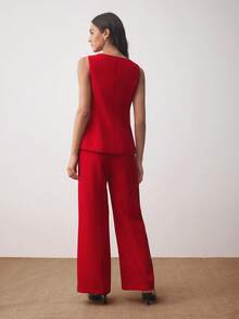 BizChic Women's Sleeveless Blazer Jacket, Suitable For Urban Commute, Business Casual, And Formal Occasions, Autumn/Winter - Red - View 8