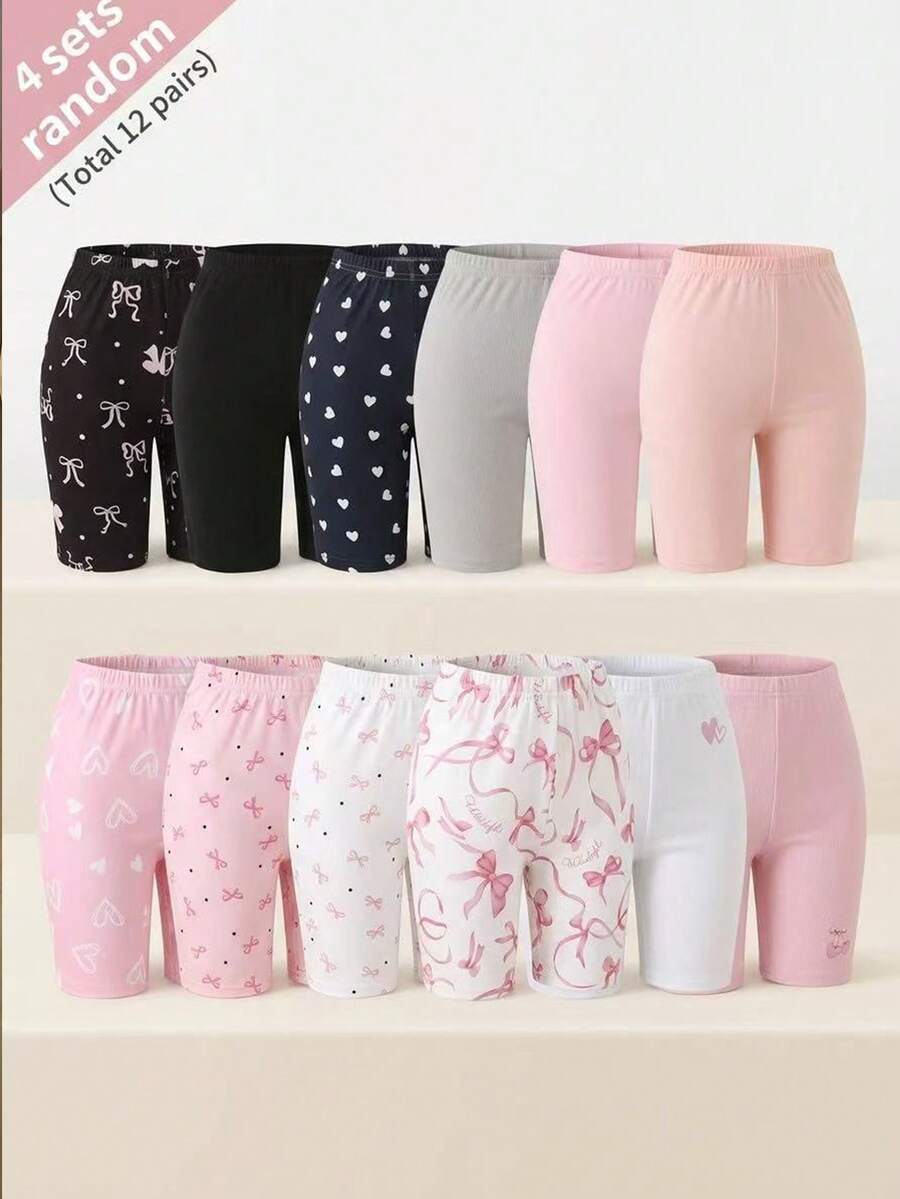 1 Set de Leggings para Niñas preadolescente Estilo Caja Sorpresa 2 Piezas Incluyendo Estilos Básicos Sólidos Multicolor Cubriendo Rosa Claro,