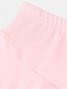 SHEIN 女童柔软舒适纯色休闲裙 - 粉色 - 查看 3