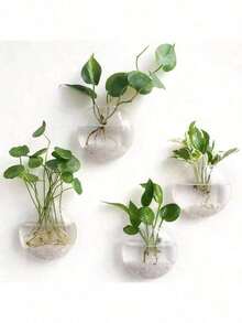 2/4 pièces Terrarium mural en verre, pot de plante hydroponique auto-arrosant, vase en cristal transparent fait main rond pour décoration de maison et bureau, vase à fleurs suspendu minimaliste moderne pour décoration murale et affichage de verdure d'intérieur - multicolore - Voir 17