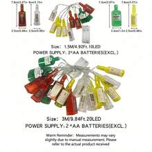 独特的1PC10/20LED瓶装混合灯串 - 电池供电（不含电池）| 完美适用于节日、婚礼、派对 | 圣诞节、复活节、感恩节装饰 | 复古酒吧氛围 - 彩色 - 查看 10