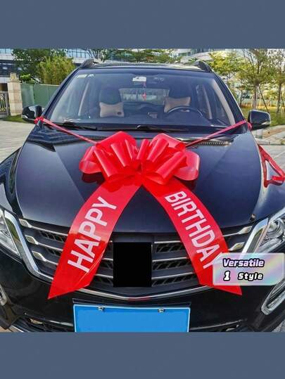 30inch Happy Birthday Red Car Bow Big Car Ribbon Bow Large Gift Wrapping Bow Giant Bow For Car Decorative Huge Pull Bow For Christmas Party Birthday Wedding Car Decoration,Christmas Valentine Day