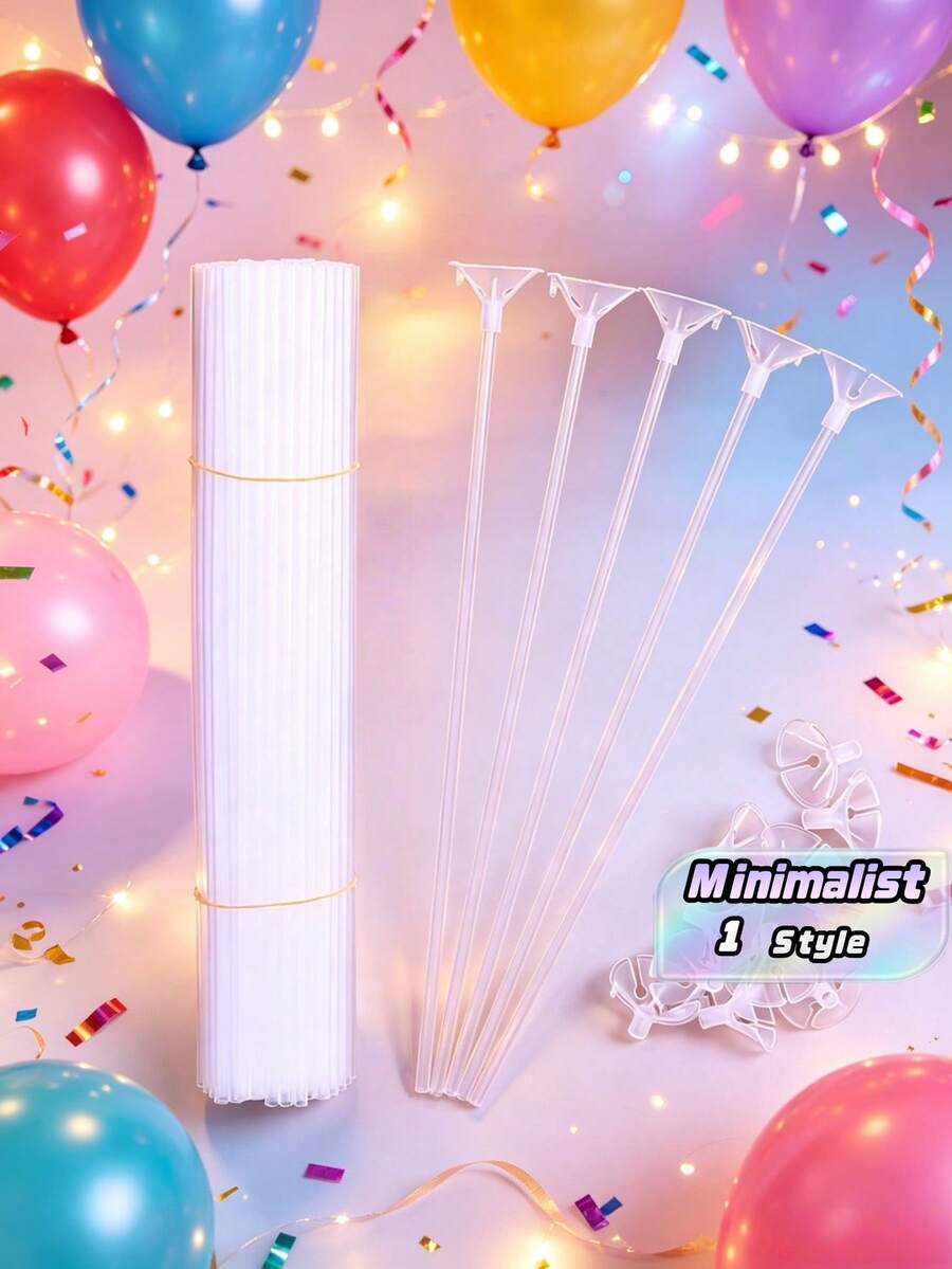 100 piezas de hebillas de plástico y soportes transparentes minimalistas para globos para uso en fiestas - Multicolor - Ver 1