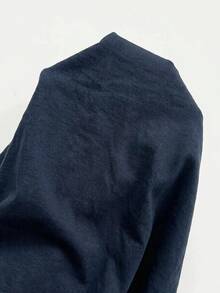 SHEIN PETITE CURVE Plus Size Women Solid Color Drawstring Waist Wide Leg Loose Casual Pants Fall - Navy Blue - View 8