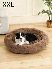1 pieza Cama redonda para mascotas tipo dona en color caqui marrón, suave, cálida y acogedora, antideslizante, lavable a máquina, para uso en interiores para perros y gatos, disponible en múltiples tamaños, cómodo cojín para dormir - Marrón - Ver 14