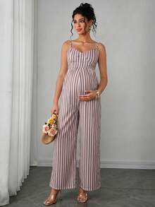 Momance Bộ áo liền quần không tay buộc nơ kiểu dáng thường ngày dành cho nữ, phù hợp cho bà bầu, thích hợp cho mùa xuân/hè. - Màu tím - Xem 4