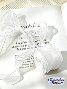 White Chiffon Ribbons, Transparent Sheer Silk Thread Ribbons For Sewing, Gift Packaging, Handicrafts, Wedding Bouquets, Invitations, Home Decoration, Floral Arrangement, DIY Party Supplies, Elegant Gift Wrapping, Wedding Favor Decoration, Premium Craft Ribbon, Sheer Bridal Ribbon, Handmade Decor, Holiday Christmas Decorations, Scrapbooking Embellishments, Luxury Event Decor, Bulk Ribbon For Professionals - White - View 1