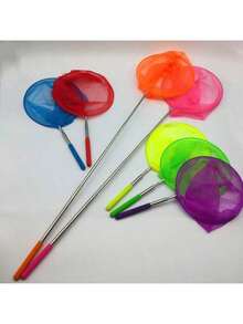 1Pc Mini Stainless Steel Retractable Fishing Net, Insect & Butterfly Catching Net, Outdoor Water Toy. Handles Shipped Randomly With Or Without Patterns - Multicolor - View 2