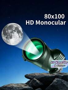 Telescopio de tubo único con zoom de alta definición 80x100, binoculares portátiles, telescopios de larga distancia, adecuados para caza y camping - Verde militar - Ver 1