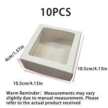 10 Pieces Per Pack Of White Cardboard Gift Display Packaging Boxes, With Transparent Pvc Windows, Suitable For Handmade Jewelry And Craft Packaging - White square window box - View 11