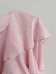 Soleia Women's Romantic Cute Elegant Vacation Style Solid Color Ruffle Bandeau Dress With Sash Soft Pink Summer - Baby Pink - View 6