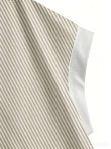 SHEIN Essnce 女士休闲圆领露背不对称下摆宽松无袖T恤，适合夏季穿着 - 卡其色 - 查看 3