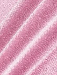 SHEIN MOD Plusstorlek damtopp med metalltråd, stickad blus med asymmetrisk axel, topp med glansigt tyg, vår/sommar - Rosa - Visa 4