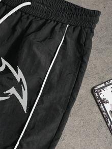 Gym Rark Men's Letter Print Drawstring Waist Sports Pants, Gym - Black - View 4