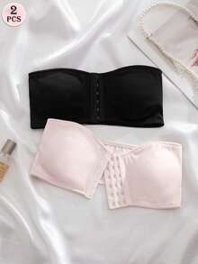 2pcs Wedding Bra Set, Front Closure Padded Underwire Push-Up Bras For Women, Multi-Color - Multicolor - View 2