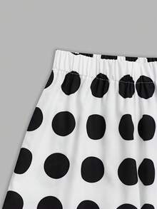 SHEIN LUNE Women's Vacation Style Ruffle Collar Polka Dot Wide Leg Pants Set - White - View 8