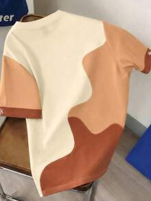 Manfinity Joysei Men's Colorblock Round Neck Casual Short Sleeve T-Shirt, Holiday - Multicolor - View 2