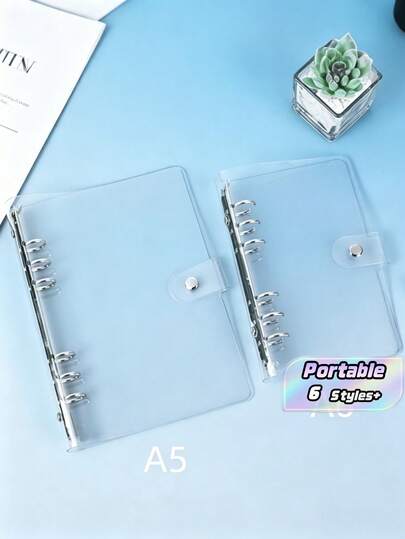1 غلاف شفاف قابل لإعادة الاستخدام من مادة PVC مرنة، يناسب دفاتر وملفات A5/A6/A7، 6 ثقوب، مناسب للمدرسة والمكتب، موسم العودة إلى المدرسة