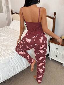 SHEIN 2 Stücke süßer Koala Muster Top & Hose Pyjama Set - Verschiedenfarbig - Übersicht 2