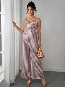 Momance Bộ áo liền quần không tay buộc nơ kiểu dáng thường ngày dành cho nữ, phù hợp cho bà bầu, thích hợp cho mùa xuân/hè. - Màu tím - Xem 3
