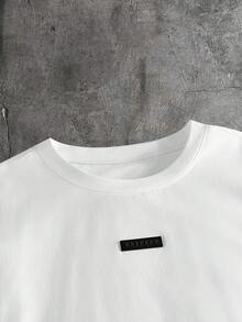 AXEPEAK Plus Size Men's Printed Short Sleeve White T-Shirt, Summer - White - View 3