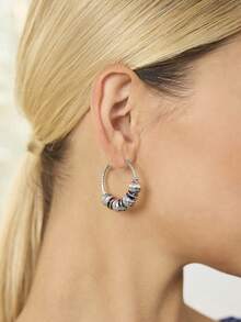 MOTF PREMIUM Stylish Gold Ball Diamond Earrings - Silver - View 1