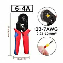1PC Set Electrical Wire Terminal Crimping Tool Kit, Includes Insulated Connectors, Manual Crimping Pliers, Wire Cutter Stripper, Electrician Multi-Tool, Red And Blue Handles, Tools For Men - Red - View 10