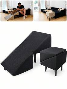 Pet Stairs, Dog Climbing Steps, Suitable For Small Dogs, Senior Dogs And Cats. Easy Access To Beds And Sofas, Non-Slip And Stable To Protect Joints, Foldable Split Wooden Footstool - Multicolor - View 10