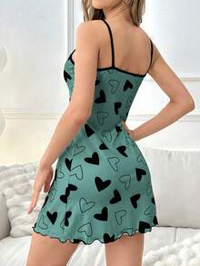 Miss Vinta Heart Print Women's Camisole Nightgown - Multicolor - View 2