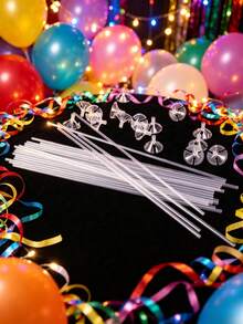 100 piezas de hebillas de plástico y soportes transparentes minimalistas para globos para uso en fiestas - Multicolor - Ver 3