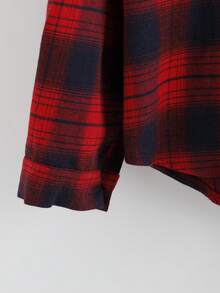 GlowEve Casual Plaid Patchwork Hooded Shirt, Autumn, Christmas - Red - View 6