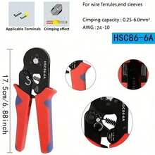 1PC Set Electrical Wire Terminal Crimping Tool Kit, Includes Insulated Connectors, Manual Crimping Pliers, Wire Cutter Stripper, Electrician Multi-Tool, Red And Blue Handles, Tools For Men - Red - View 12