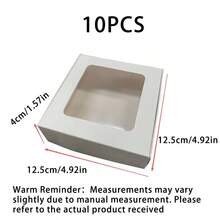 10 Pieces Per Pack Of White Cardboard Gift Display Packaging Boxes, With Transparent Pvc Windows, Suitable For Handmade Jewelry And Craft Packaging - White square window box - View 10
