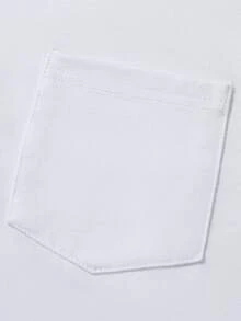Manfinity Homme Men's Casual Daily Commute Simple Contrast Trim Pocket Short Sleeve T-Shirt, Summer, Holiday - White - View 7