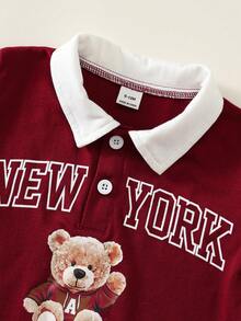 SHEIN 2件/組 嬰兒男童夏季休閒可愛紅色 Polo 衫 & 藍色牛仔短褲，Polo 套裝，牛仔套裝，可愛套裝，正式套裝，嬰兒男童套裝 - 彩色 - 查看 8