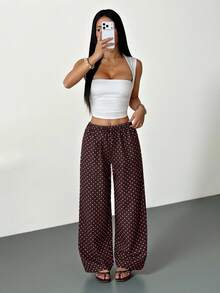 SHEIN PETITE 黑色性感復古蕾絲女款褲襪，適合派對與外出穿著 - 棕色 - 查看 5