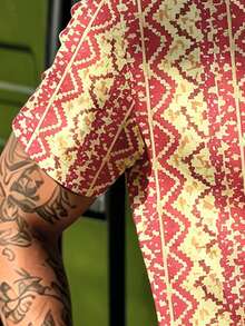Rovax Men's Summer Casual Shirt, Personalized Bohemian Pattern Design, Versatile Casual Wear, Suitable For Outdoor And Daily Wear - Multicolor - View 3