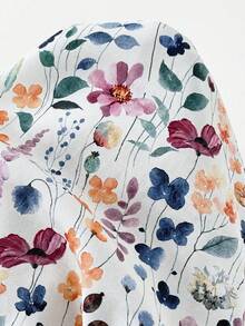 SHEIN Clasi 女士花瓣袖波点撞色滚边荷叶领优雅衬衫 - 彩色 - 查看 4
