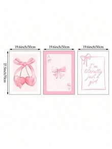 SHEIN Tranh treo tường 1/3 chiếc hình nơ hồng, tranh in hình quả anh đào kiểu preppy, tranh vẽ trên vải canvas "Tôi chỉ là một cô gái bình thường", tranh trang trí theo phong cách nữ tính cho phòng khách, phòng ngủ, phòng ký túc xá, phòng ngủ (không khung). - Nhiều màu - Xem 21