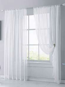 1Pc Solid Color Light-Weight Voile Curtain, Modern Minimalist Polyester Sheer Window Curtain For Bedroom, Living Room, Balcony Decoration - Multicolor - View 2