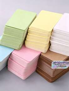 200/100pcs Blank Cards, DIY Doodle, Pinyin Flashcards, Rounded Corner Kraft Paper English Vocabulary Cards, Memo Cards, For Message And Business Card - multicolor - View 1