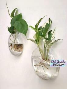 2/4 pièces Terrarium mural en verre, pot de plante hydroponique auto-arrosant, vase en cristal transparent fait main rond pour décoration de maison et bureau, vase à fleurs suspendu minimaliste moderne pour décoration murale et affichage de verdure d'intérieur - multicolore - Voir 1