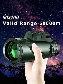 Telescopio de tubo único con zoom de alta definición 80x100, binoculares portátiles, telescopios de larga distancia, adecuados para caza y camping - Verde militar - Ver 2